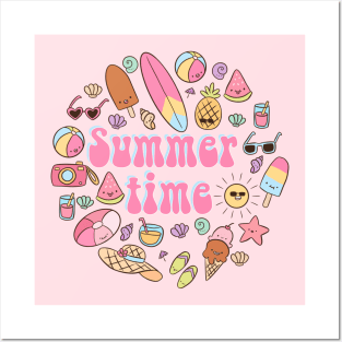 Summer time cute groovy Summer design Posters and Art